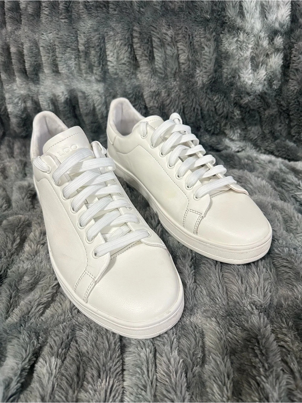 Aldo All-White Leather Lace-Up Sneakers